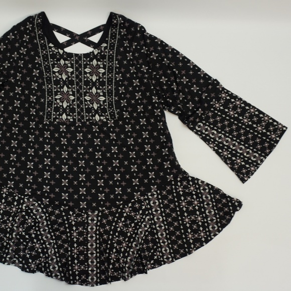 Style&Co Bell Sleeve Ruffle Printed Blouse Top - Picture 4 of 8